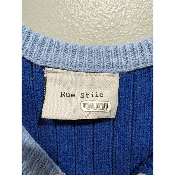 Rue Stiic Free People Women Rosie Knit Romper Blue Button Sleeveless Casual Sz L - Picture 8 of 16
